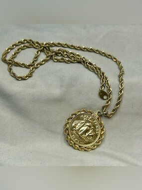 Queen Elizabeth the Second Half Penny Nautical Pendant necklace from 1967